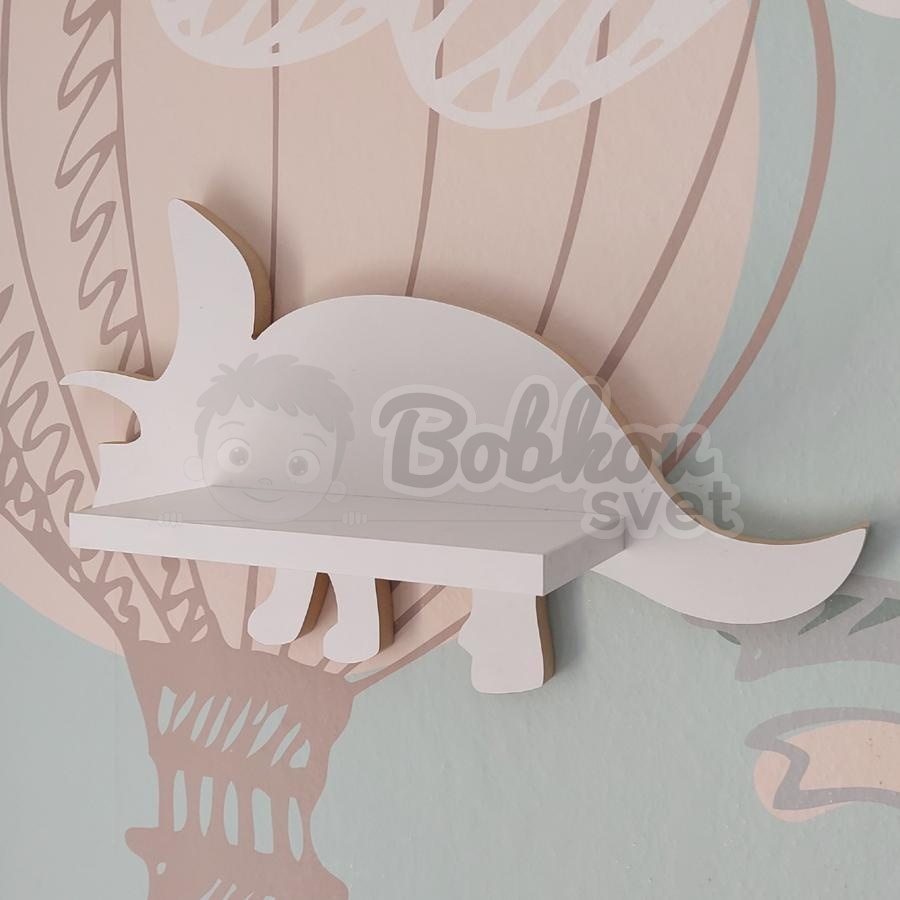 Drevená detská polička DINO - model Triceratops