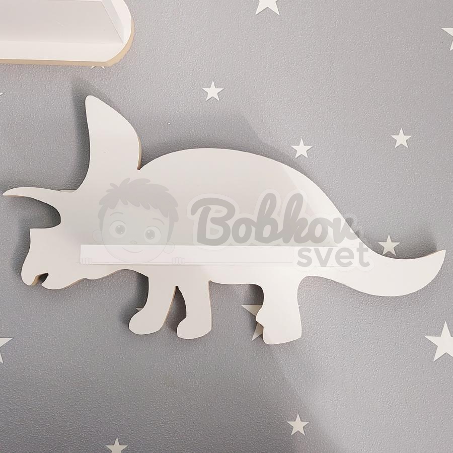 Drevená detská polička DINO - model Triceratops