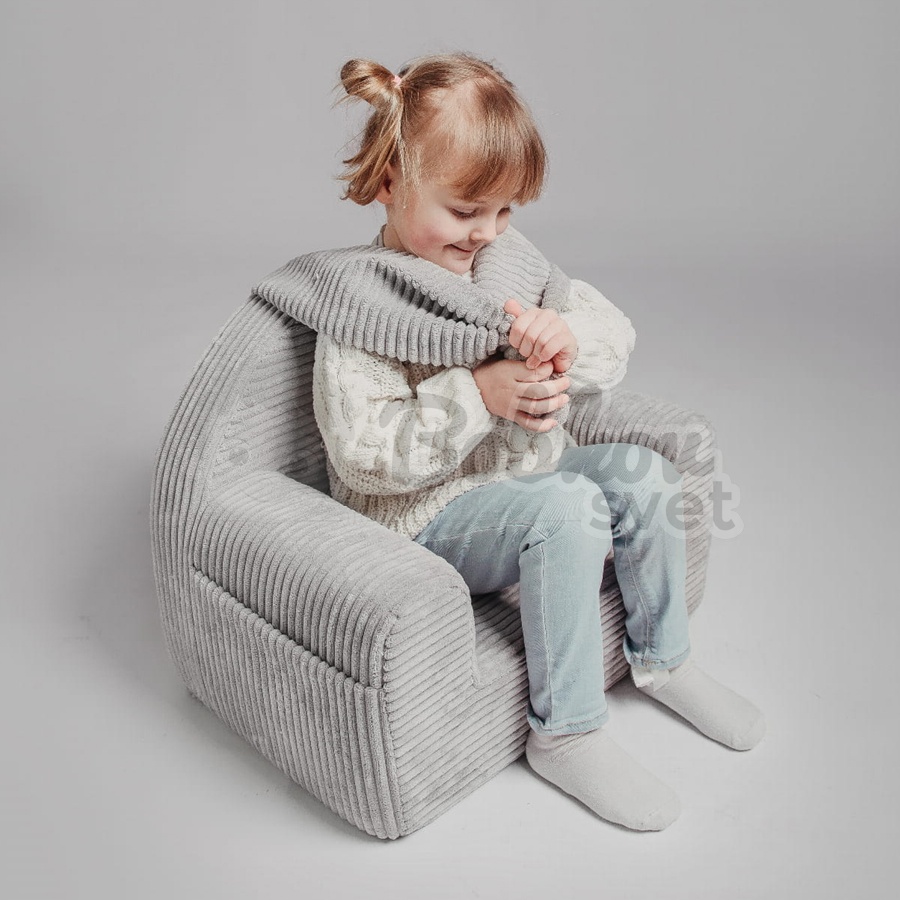 BUNNY detské kresielko do izby - menčester / Corduroy - GREY