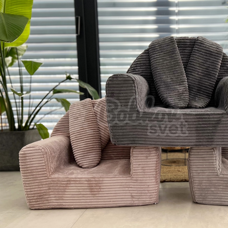 BUNNY detské kresielko do izby - menčester / Corduroy - PINK