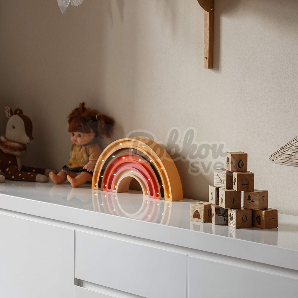 Detské drevené svetlo / stolná lampička roomGAGA - DÚHA