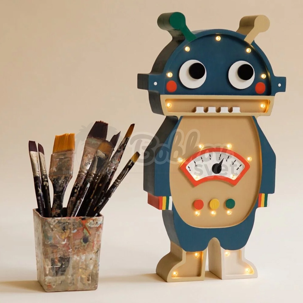 Detské drevené svetlo / stolná lampička roomGAGA - ROBOT