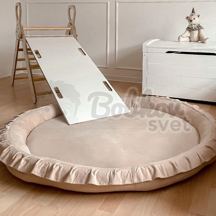 Detské hniezdo okrúhle s volánom / podložka na hranie 120 cm - púdrovo ružová