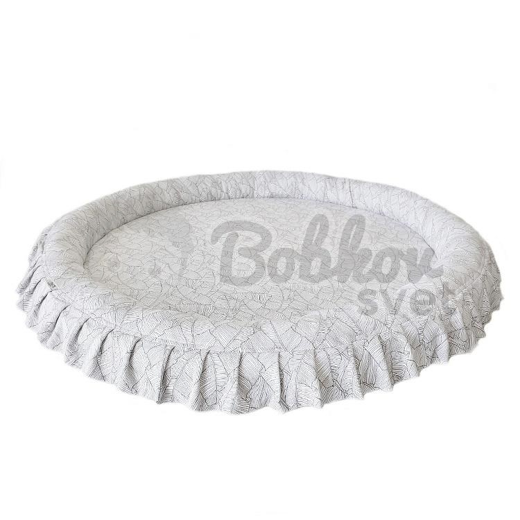 Detské hniezdo okrúhle s volánom / podložka na hranie 120 cm - lístie