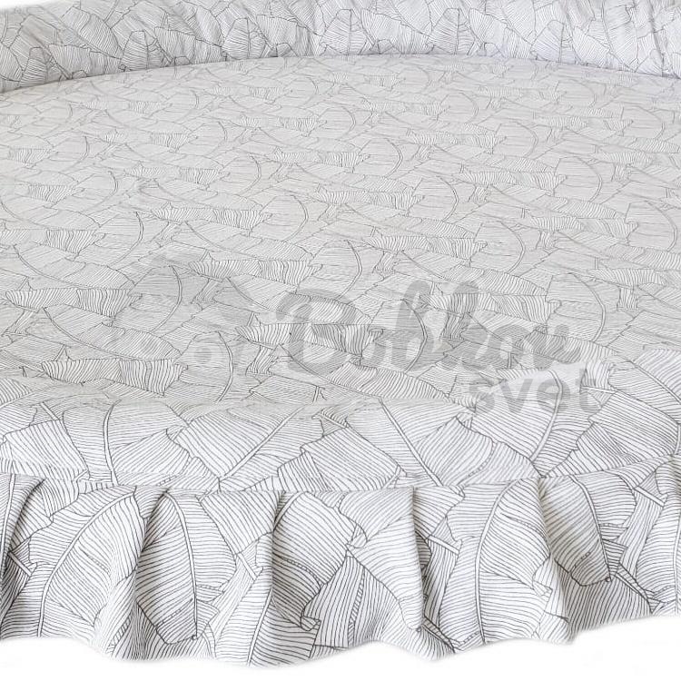 Detské hniezdo okrúhle s volánom / podložka na hranie 120 cm - lístie