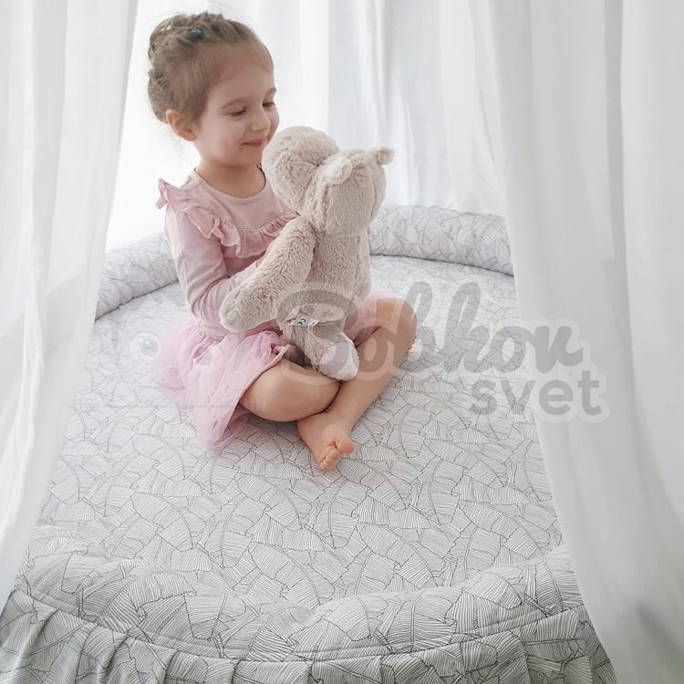 Detské hniezdo okrúhle s volánom / podložka na hranie 120 cm - lístie