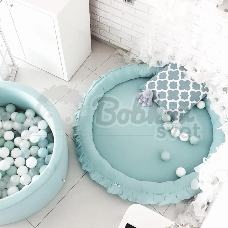 Detské hniezdo okrúhle s volánom / podložka na hranie 120 cm - mätová