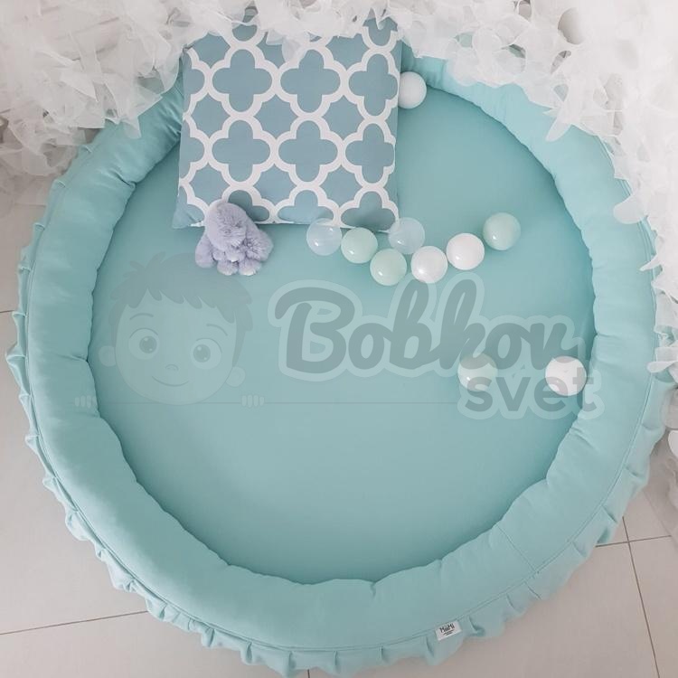 Detské hniezdo okrúhle s volánom / podložka na hranie 120 cm - púdrovo ružová