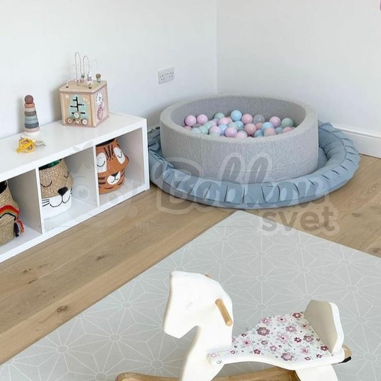 Detské hniezdo okrúhle s volánom / podložka na hranie 120 cm - ľadovo modrá