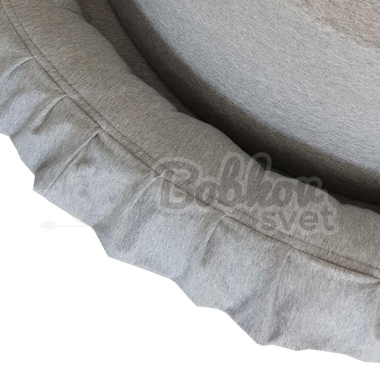 Detské hniezdo okrúhle s volánom / podložka na hranie 120 cm - sivá