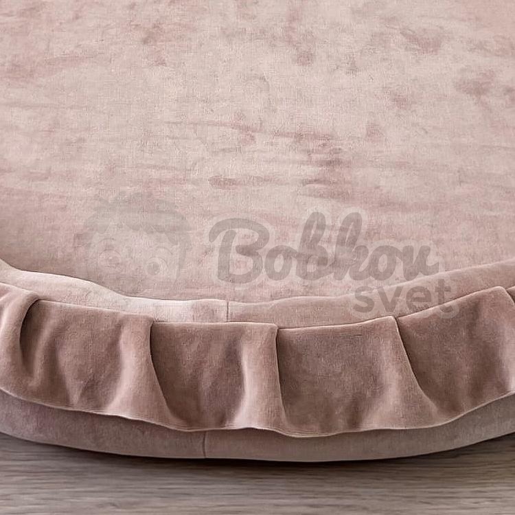 Detské hniezdo okrúhle s volánom VELVET / podložka na hranie 120 cm - béžová