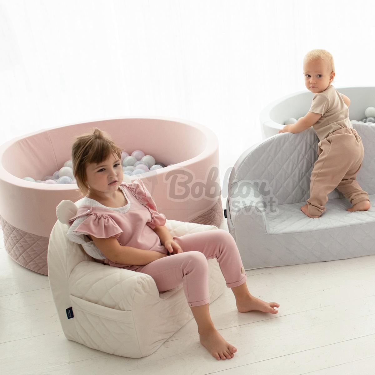 Zamatové detské kresielko Velvet s uškami - Ecri