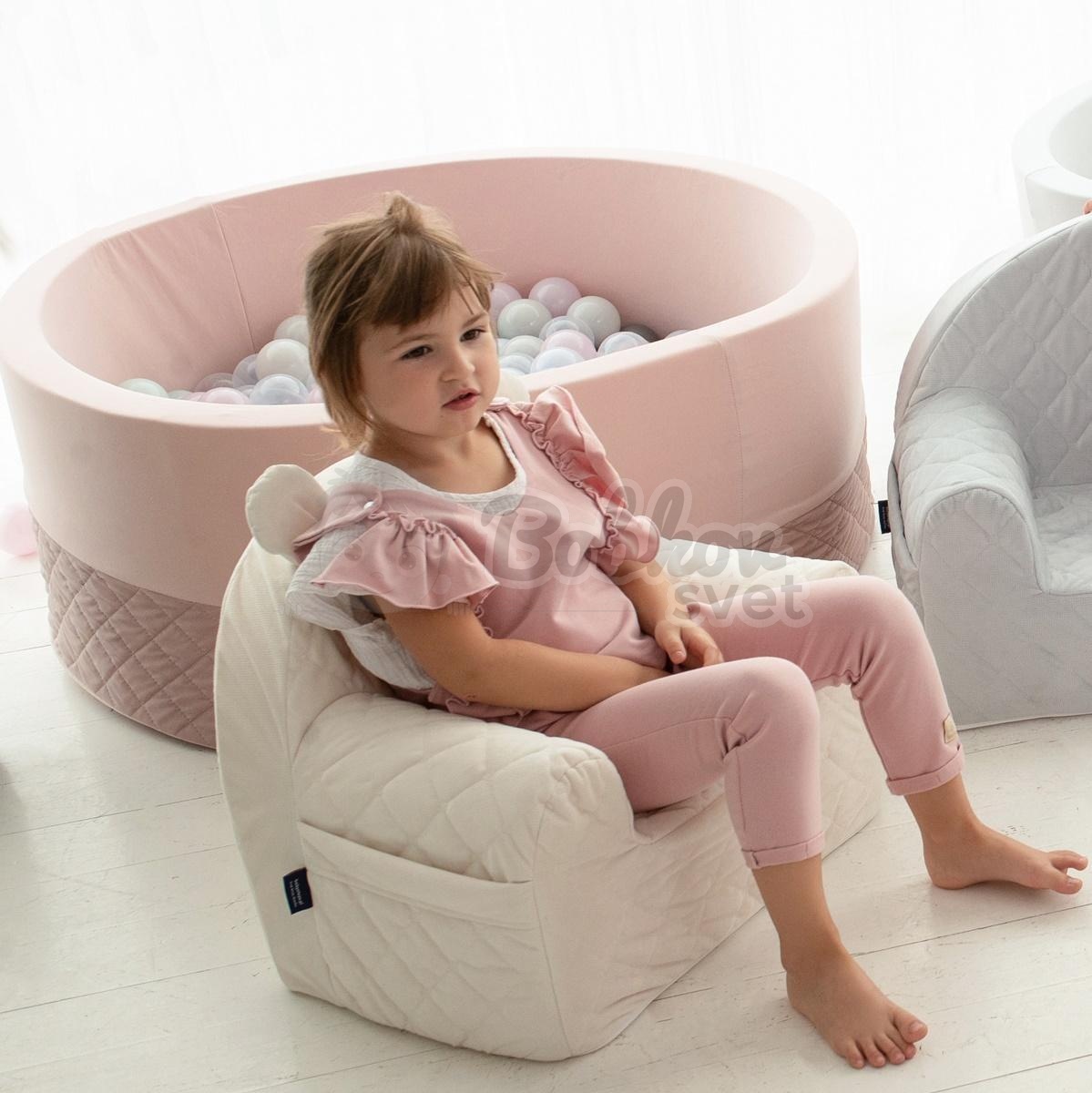 Zamatové detské kresielko Velvet s uškami - Ecri