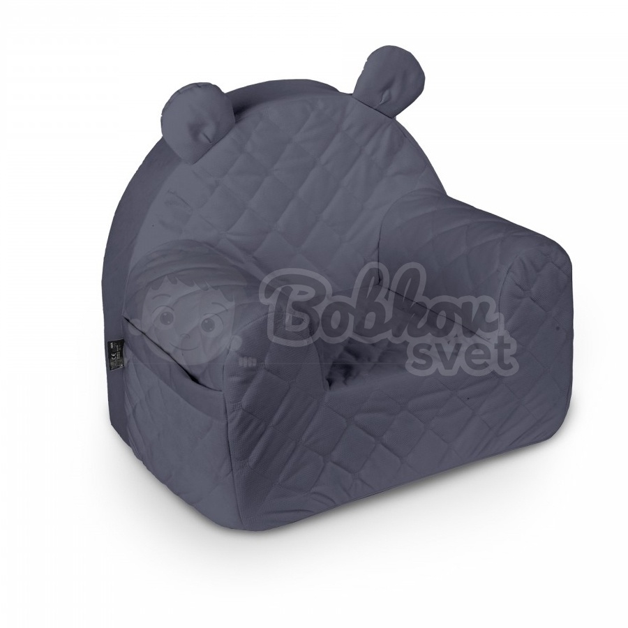 Zamatové detské kresielko Velvet s uškami - Nightshadow blue