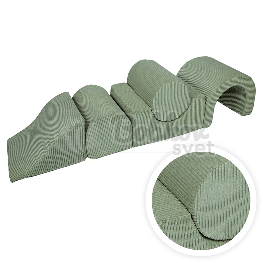 Penová hracia zostava BABY / 5 blokov na cvičenie - Corduroy Estetic GREEN