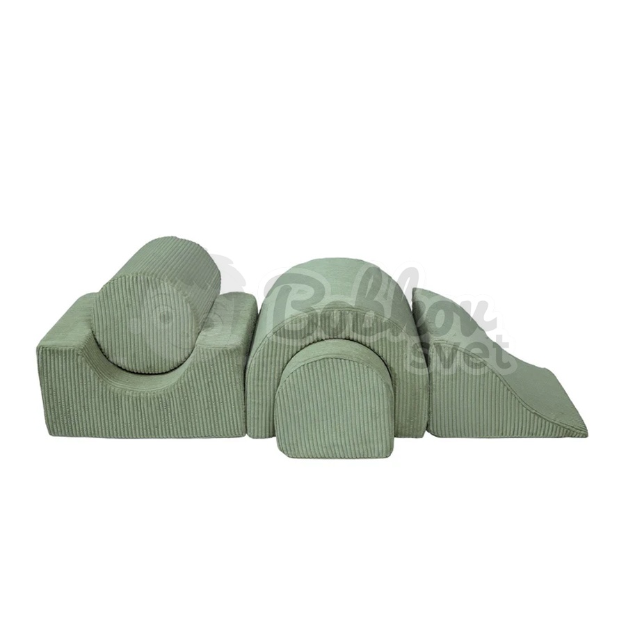Penová hracia zostava BABY / 5 blokov na cvičenie - Corduroy Estetic GREEN
