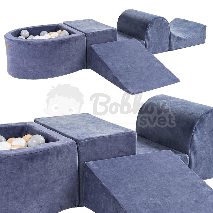 Bazénová hracia zostava šedomodrá + sada 100 guličiek - model KR07013