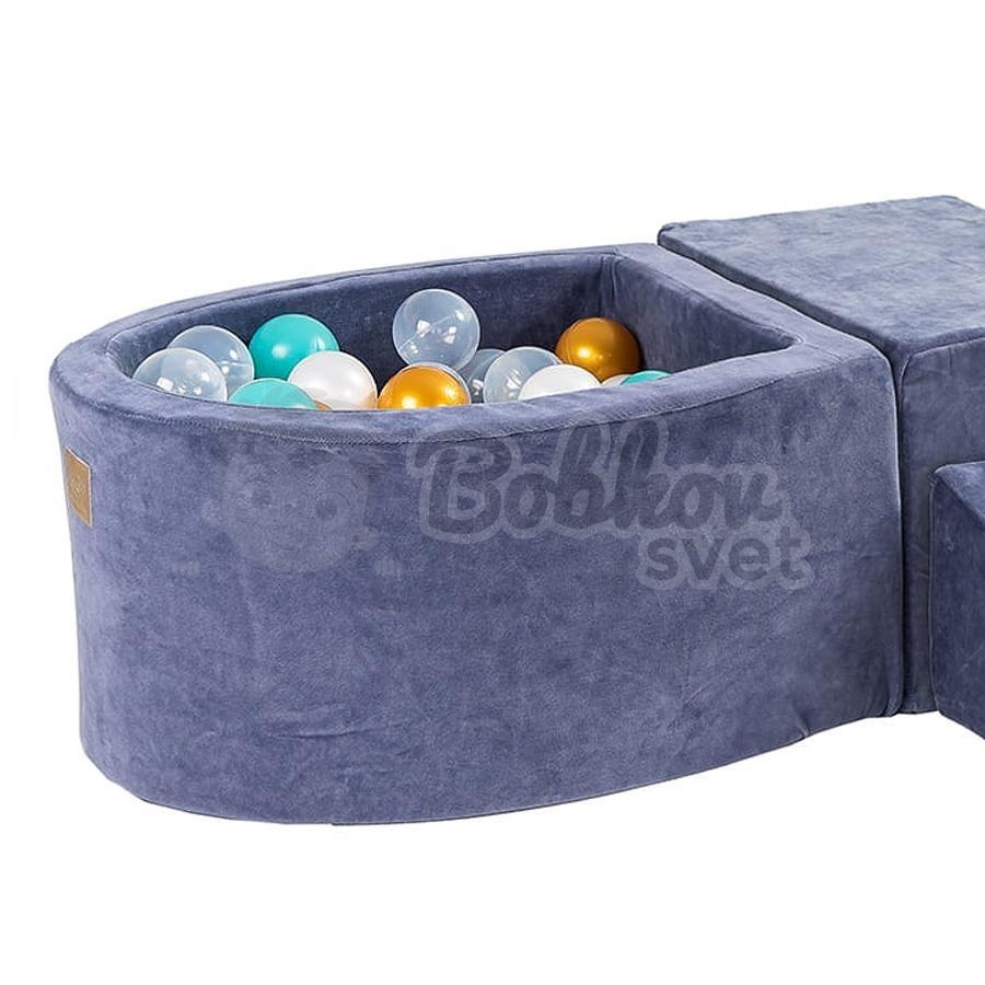 Bazénová hracia zostava šedomodrá + sada 100 guličiek - model KR07010