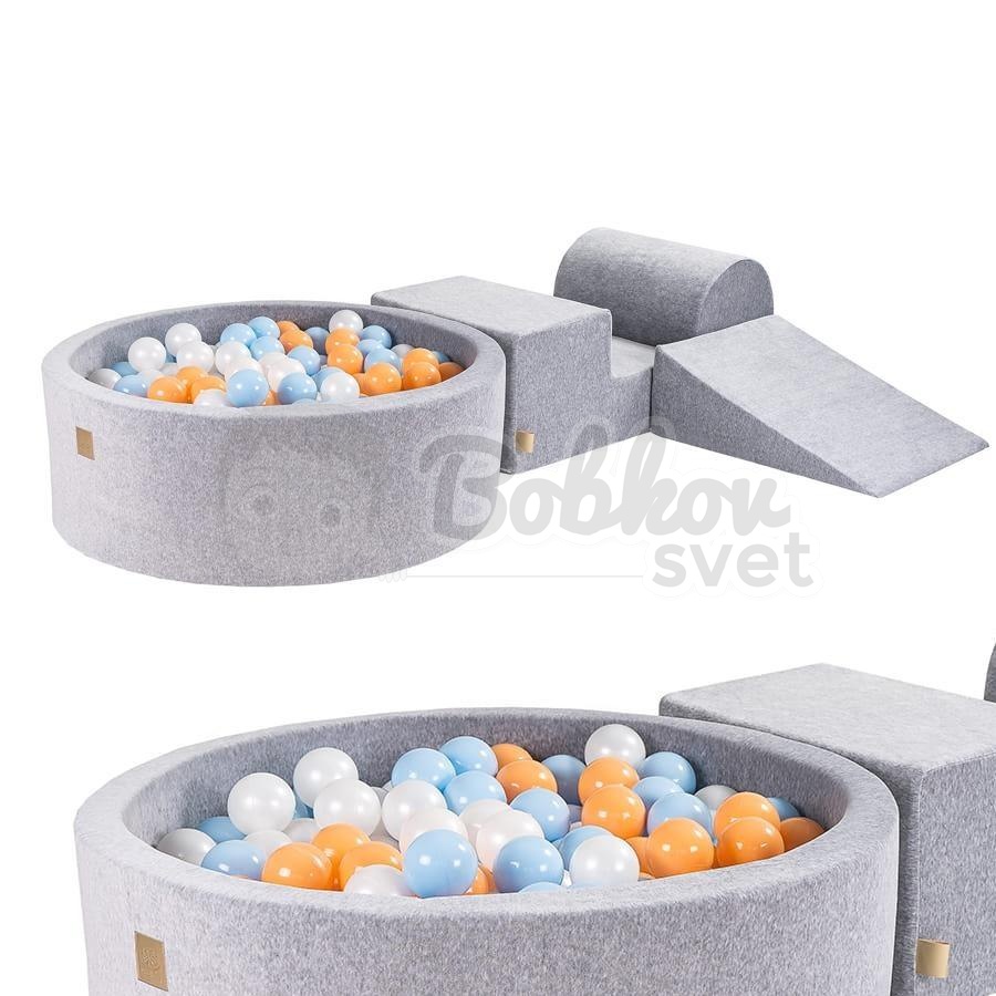 Penová hracia zostava so suchým bazénom MeowBaby® model 1035 (grey) s guličkami 200 ks