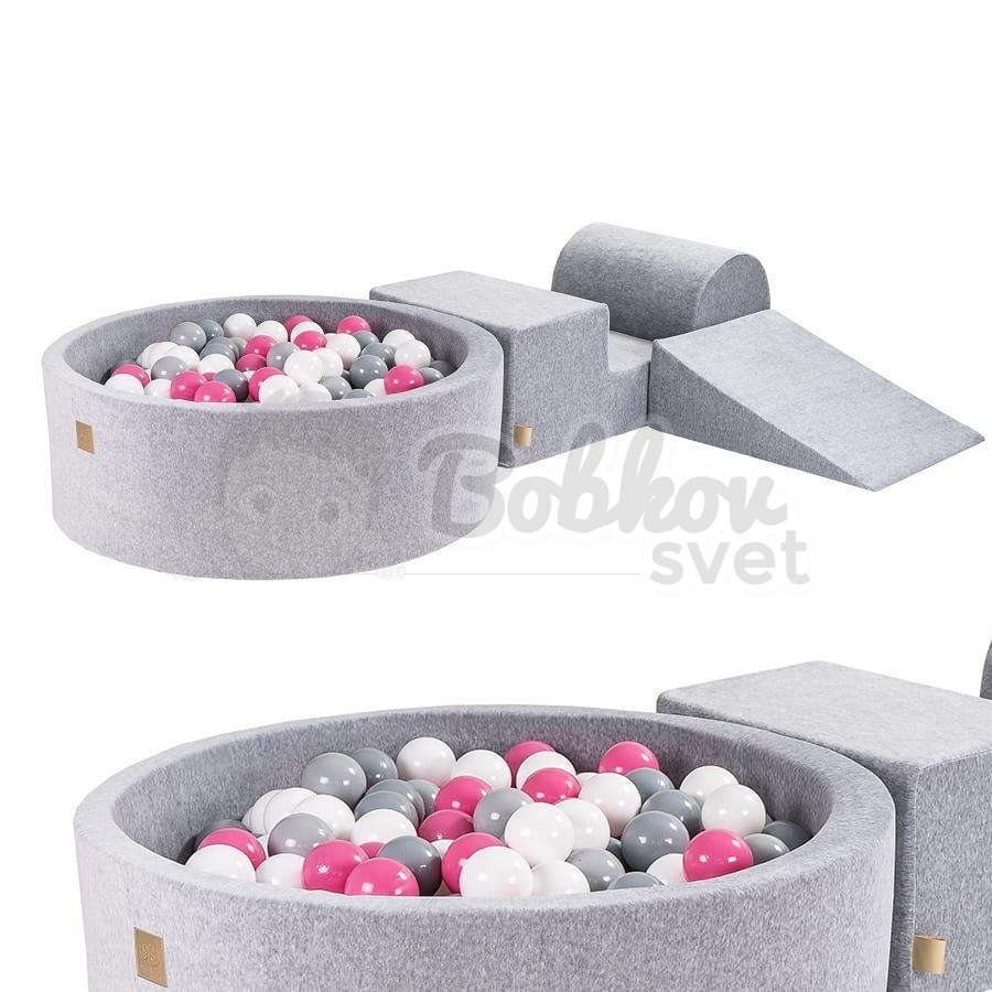 Penová hracia zostava so suchým bazénom MeowBaby® model 1036 (grey) s guličkami 200 ks