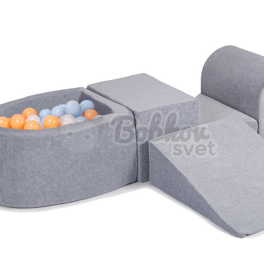 Bazénová hracia zostava sivá + sada 100 guličiek - model KR0053PL