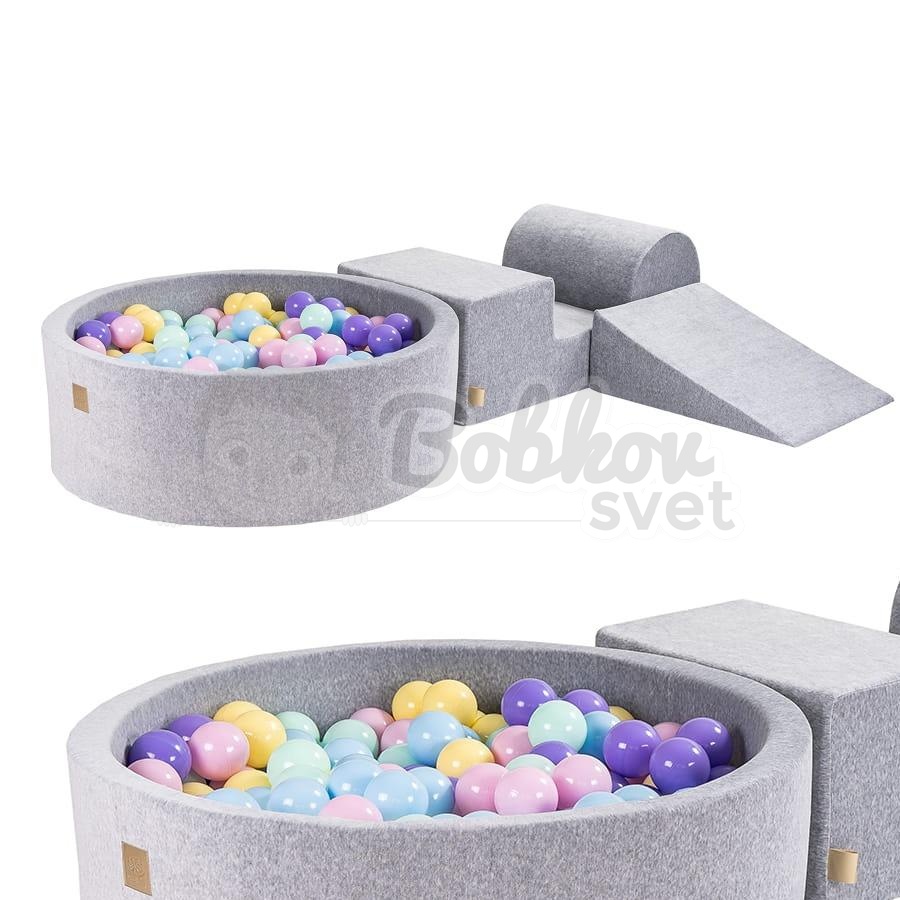 Penová hracia zostava so suchým bazénom MeowBaby® model KR3S (grey) s guličkami 200 ks