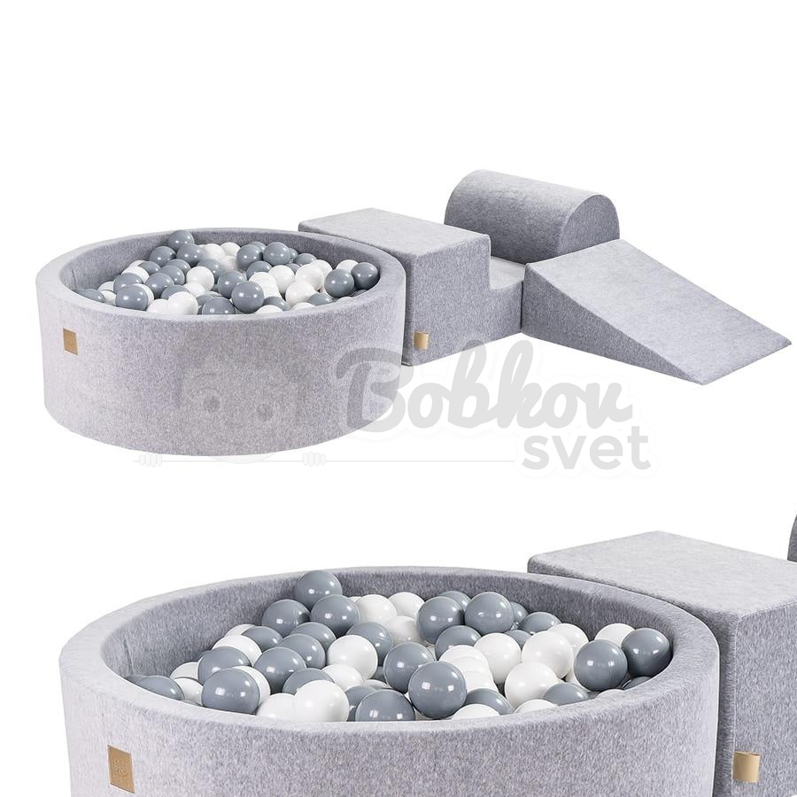 Penová hracia zostava so suchým bazénom MeowBaby® model KR3L (grey) s guličkami 200 ks