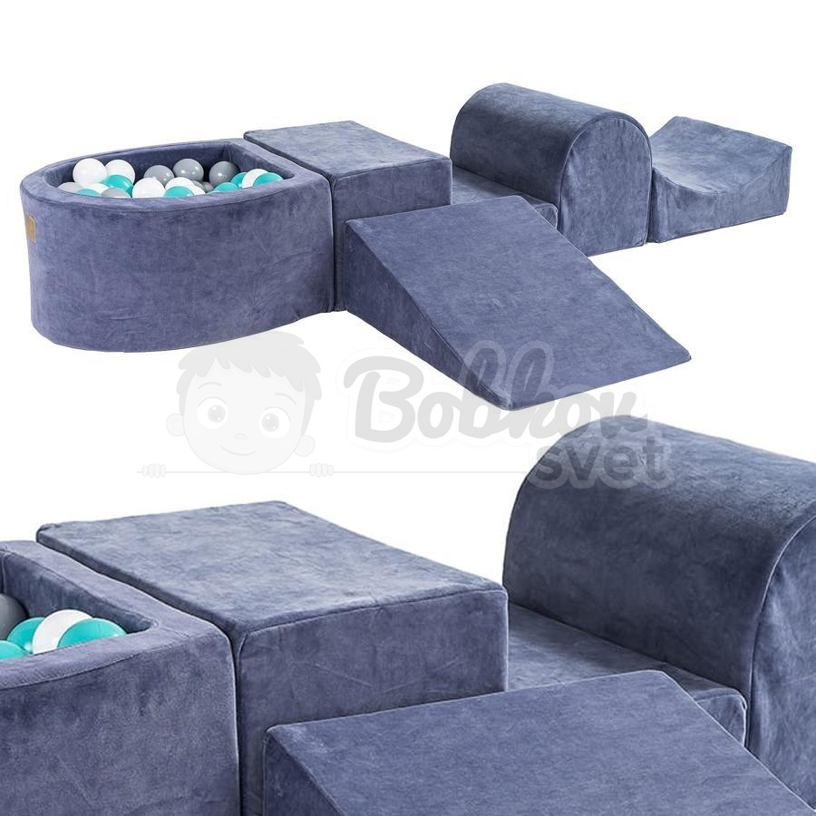 Bazénová hracia zostava šedomodrá + sada 100 guličiek - model KR07012