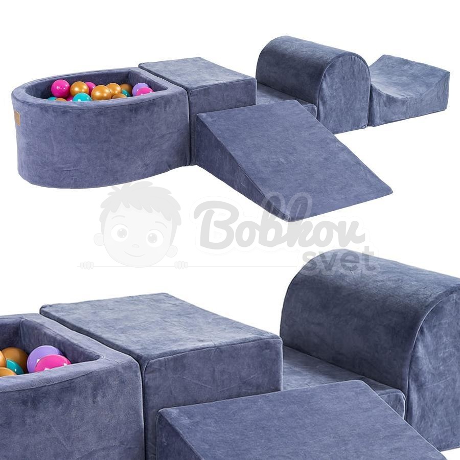 Bazénová hracia zostava šedomodrá + sada 100 guličiek - model KR07011