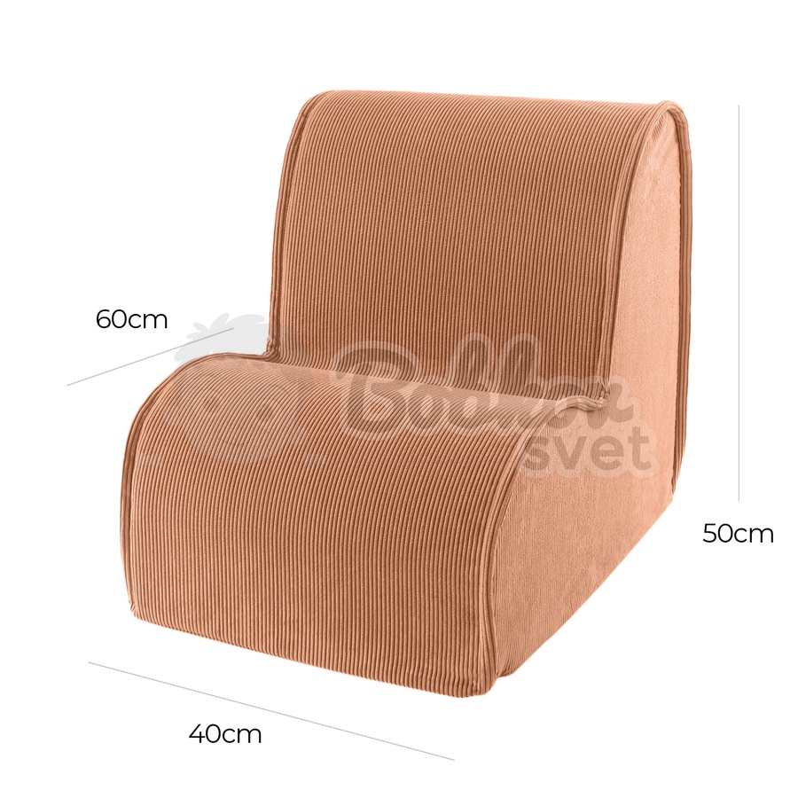 Detské kresielko do izby - SLIM menčester / Corduroy - BRICK
