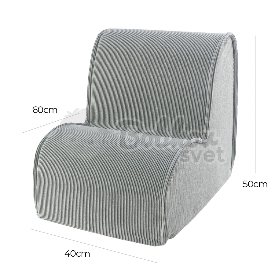 Detské kresielko do izby - SLIM menčester / Corduroy - GRAY