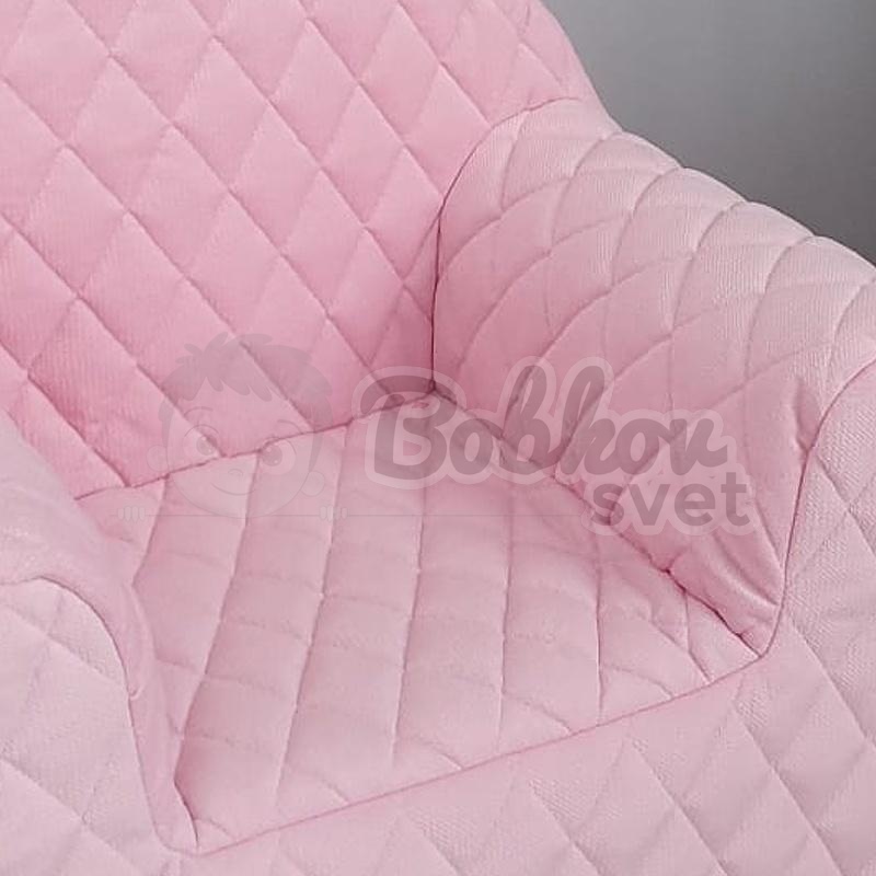 Detské ZAMATOVÉ kreslo s uškami a bočným vreckom - PINK