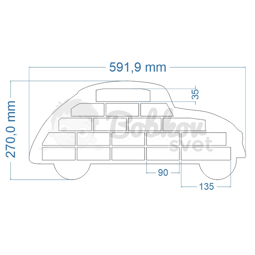 Organizér na malé autíčka / angličáky - model VW Garbus M
