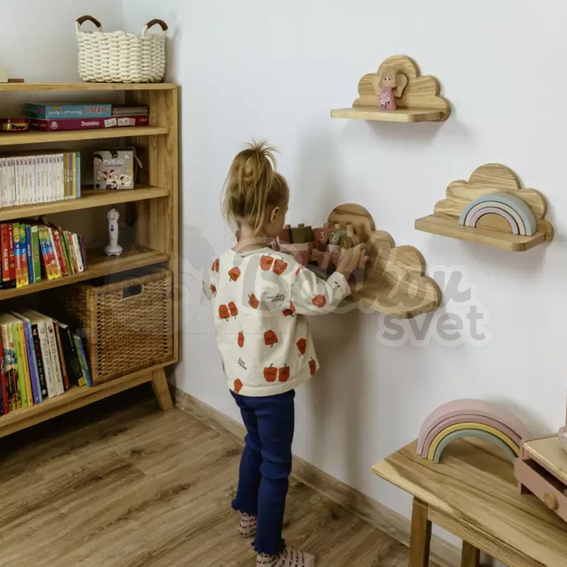 Drevené detské poličky SET 3 ks - prírodný MASÍV