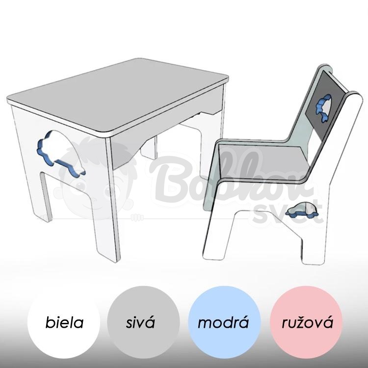 SET stolík a stolička pre deti s nápadným výrezom - motív AUTÍČKO