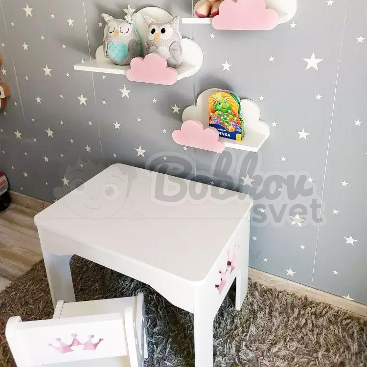 SET stolík a stolička pre deti s nápadným výrezom - motív KORUNKA