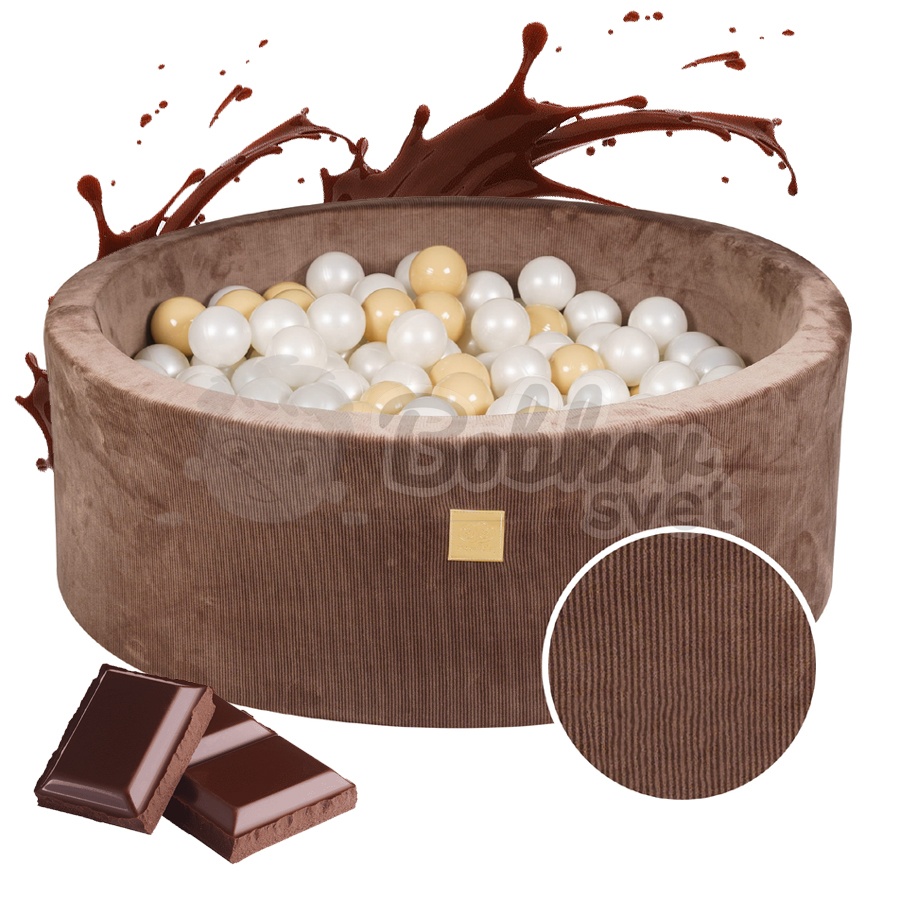 Detský suchý bazén EXCLUSIVE model Corduroy Choco s guličkami 200 ks (90x30cm)