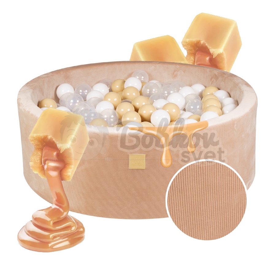 Detský suchý bazén EXCLUSIVE model Corduroy Karamel s guličkami 200 ks (90x30cm)
