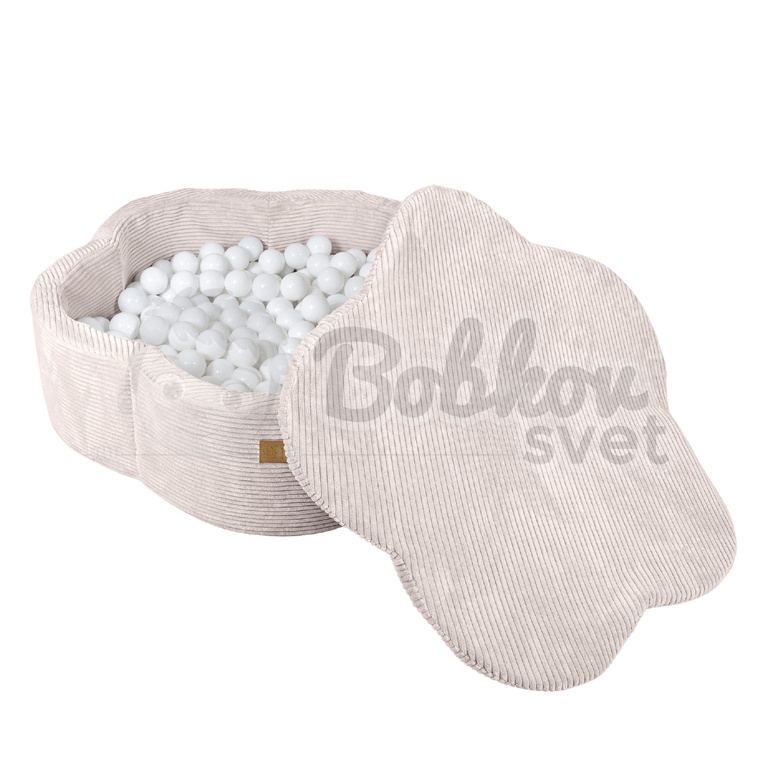 Suchý bazén kvietok s podložkou a guličkami 200 ks (ø 103cm) - Corduroy Estetic ECRU