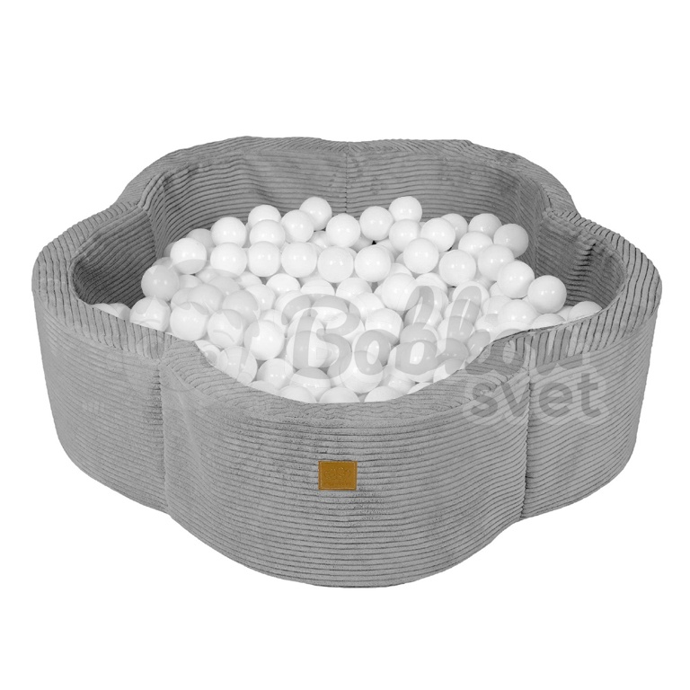 Suchý bazén kvietok s podložkou a guličkami 200 ks (ø 103cm) - Corduroy Estetic GRAY