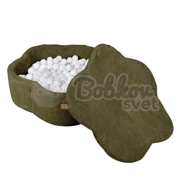 Suchý bazén kvietok s podložkou a guličkami 200 ks (ø 103cm) - Corduroy Estetic KHAKI