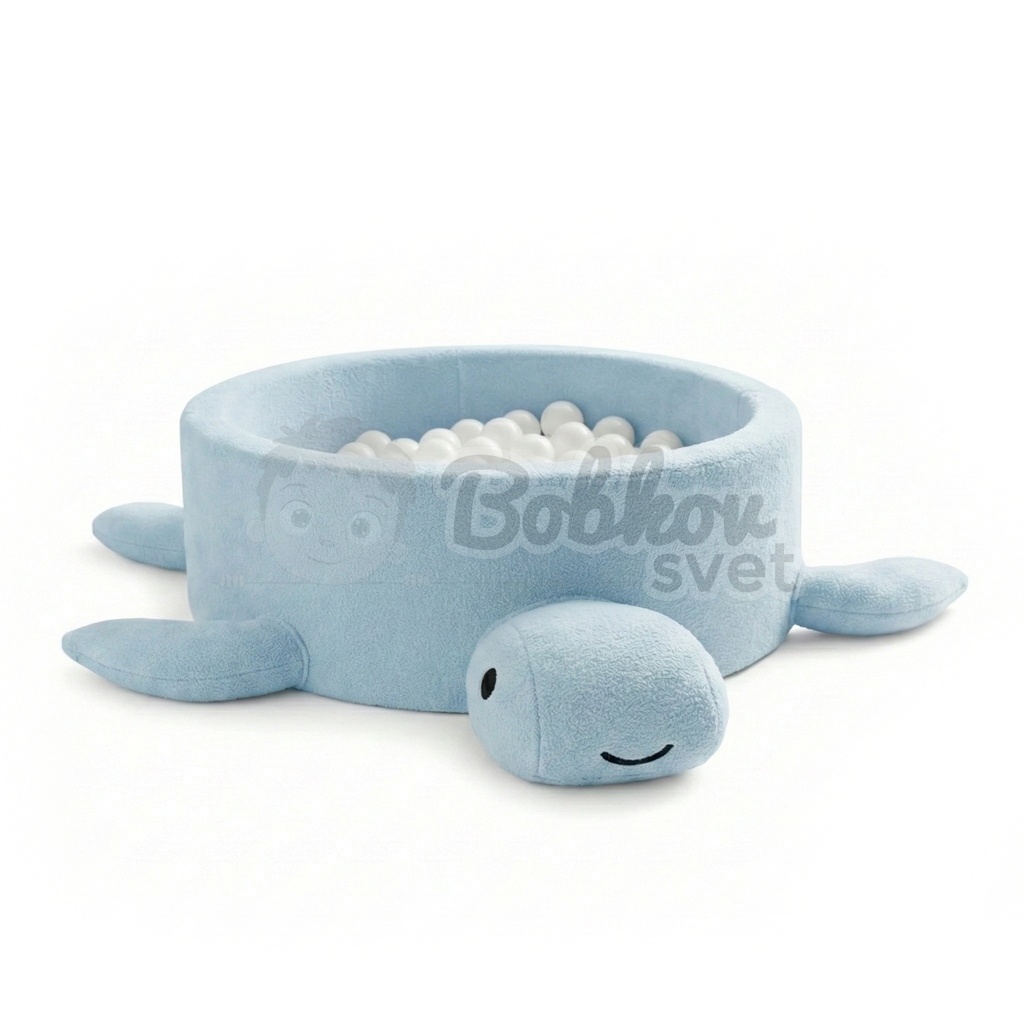Detský suchý bazén Turtle EXCLUSIVE Boucle s guličkami 200 ks (ø 90cm) soft BLUE