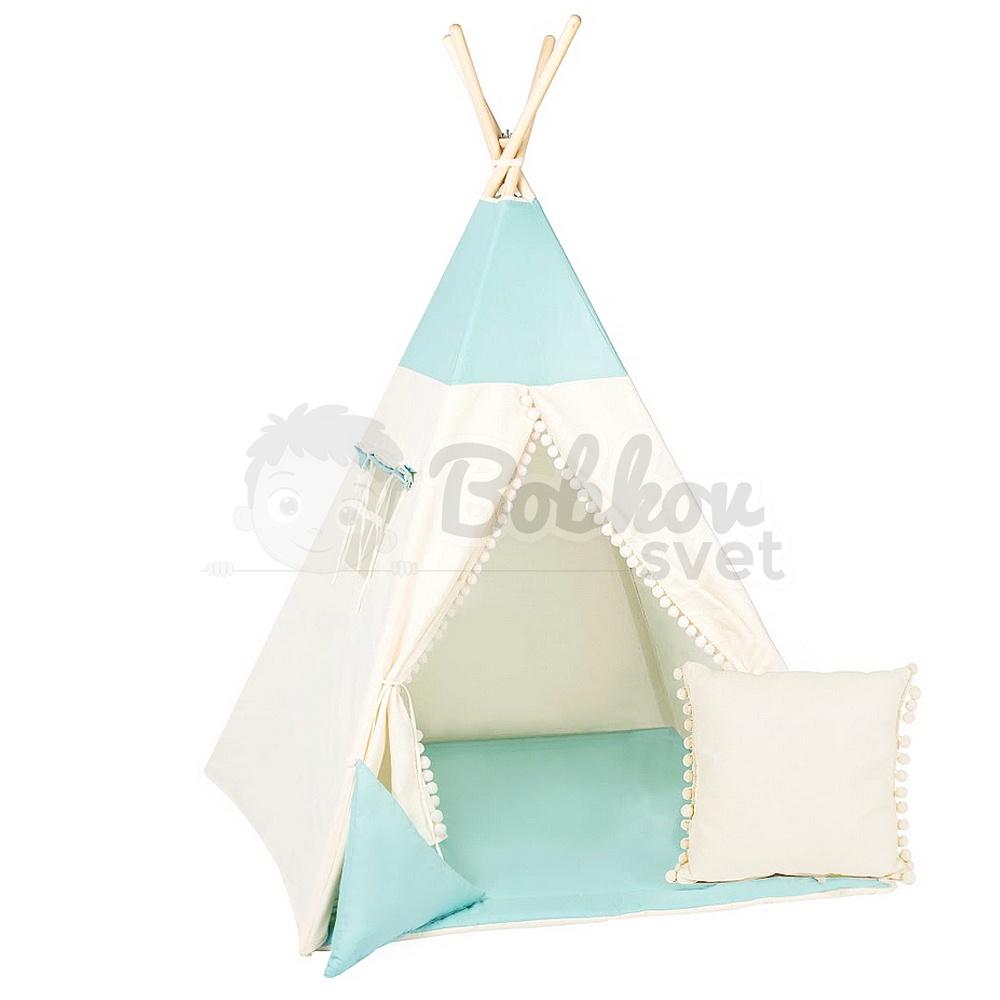 Teepee stan pre deti set s príslušenstvom - modrý sen