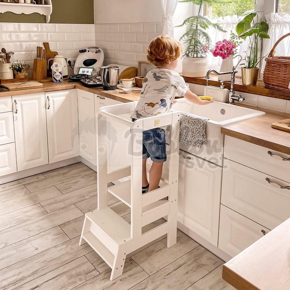 Učiaca veža MeowBaby® Kitchen Helper KOMBI čierno-prírodná