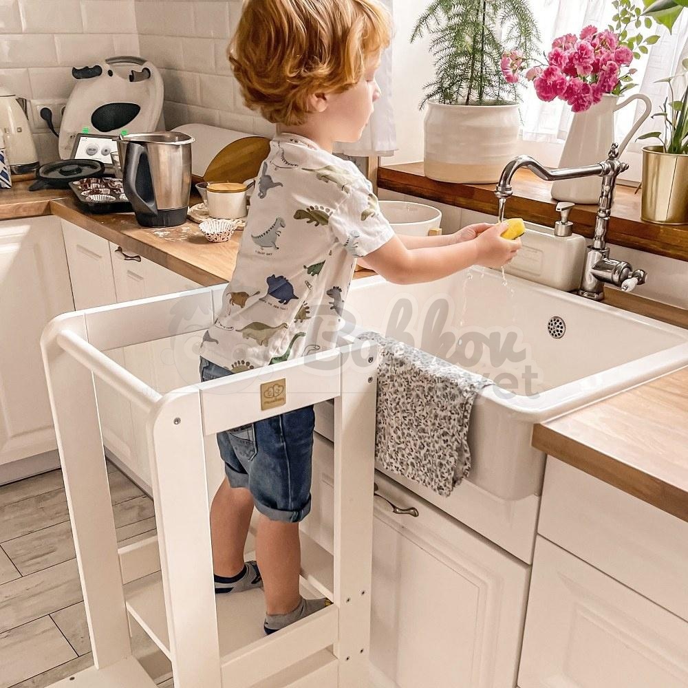 Učiaca veža MeowBaby® Kitchen Helper KOMBI čierno-prírodná