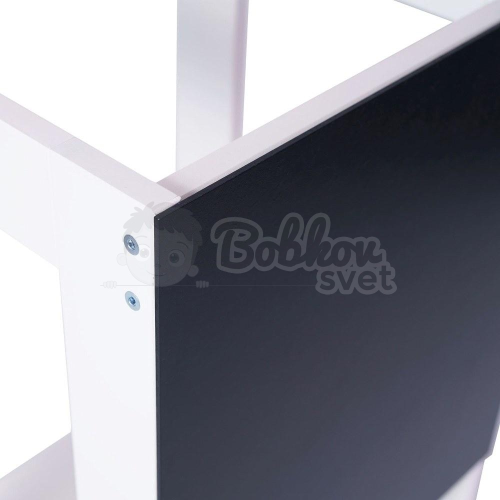 Učiaca veža MeowBaby® Kitchen Helper s tabuľkou - biela