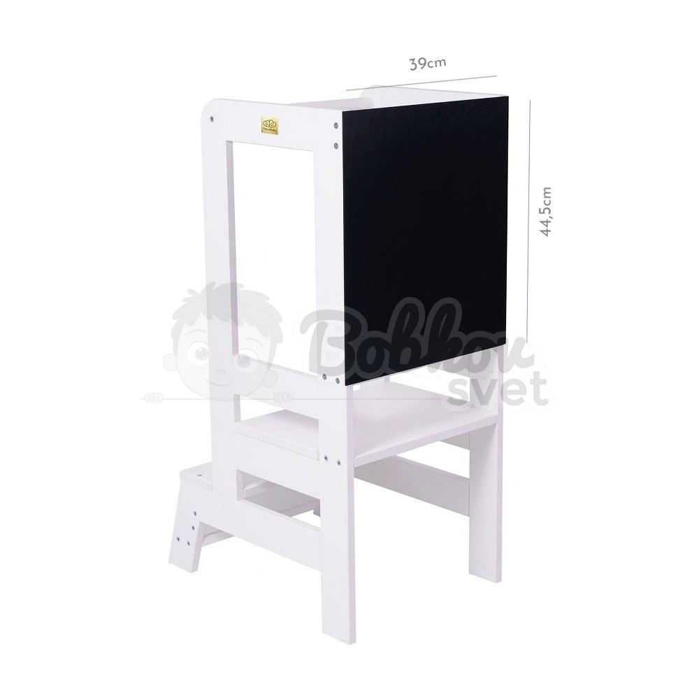 Učiaca veža MeowBaby® Kitchen Helper s tabuľkou - biela