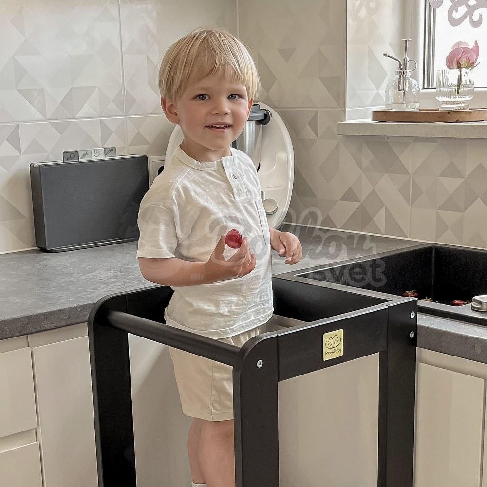 Učiaca veža MeowBaby® Kitchen Helper cierna