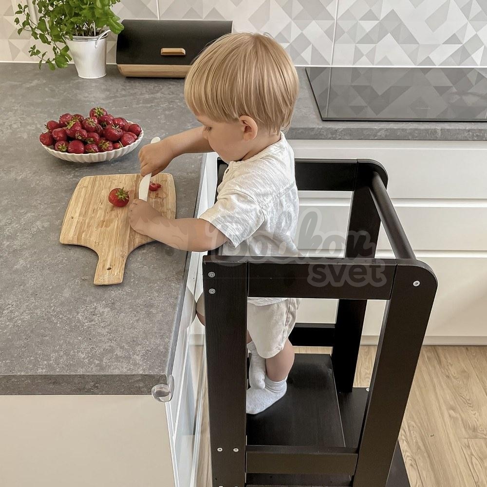 Učiaca veža MeowBaby® Kitchen Helper cierna