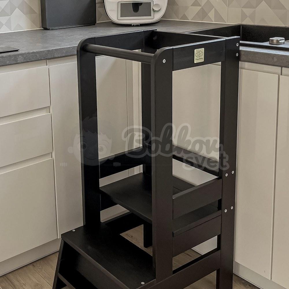 Učiaca veža MeowBaby® Kitchen Helper cierna